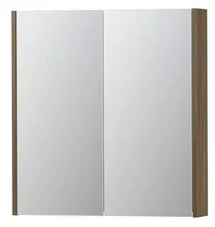 INK SPK2 Spiegelkast - 70x14x74cm - 2 deuren - dubbelzijdige Spiegel - schakelaar en stopcontact - MFC Zuiver eiken 1105170