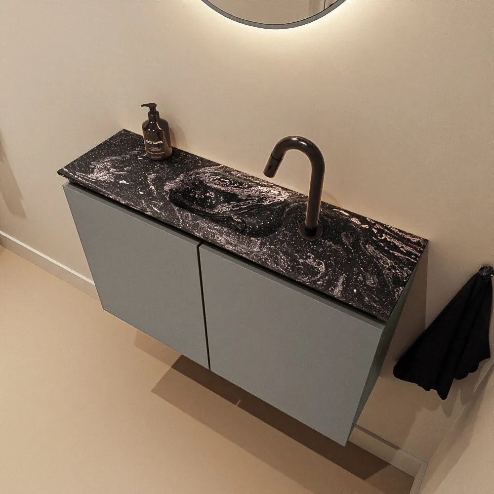 Mondiaz Ture DLux toiletmeubel 80cm smoke met wastafel lava midden met kraangat