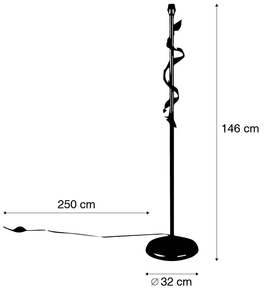 Vintage vloerlamp antiek goud zonder kap - Linden