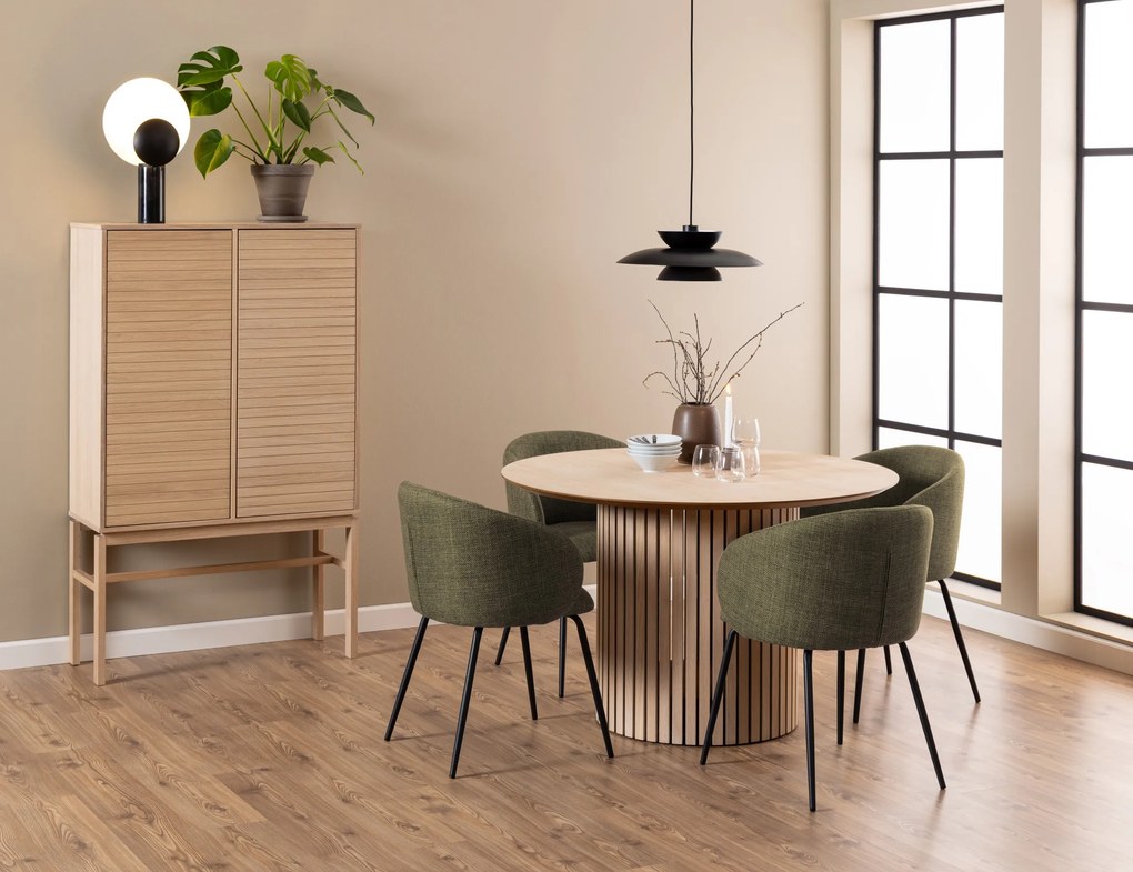 CLARA Olijfgroen (stof Basel 77)/zwarte poten - MODERNE GESTOFFEERDE KUIPSTOEL VOOR WOONKAMER/EETKAMER/KANTOOR LOFT