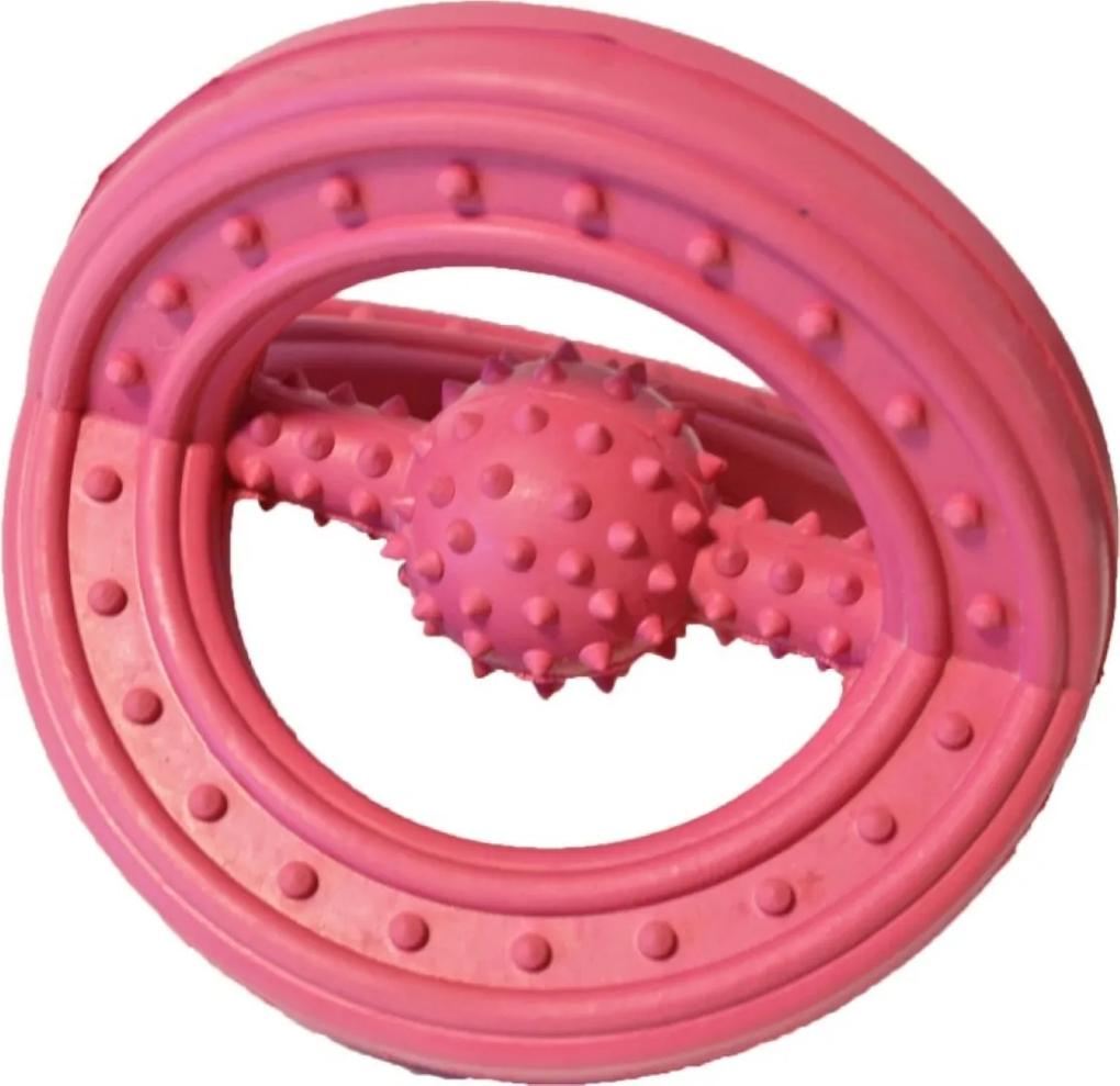 Hondenspeelgoed rubber Y-bal 13 cm roze