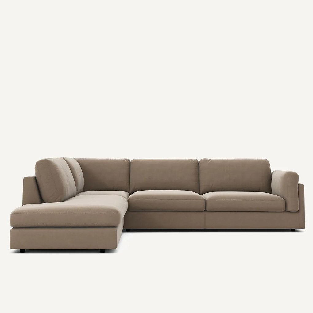 Omvormbare bank met hoek en longchair, fluweel, CÉSAR