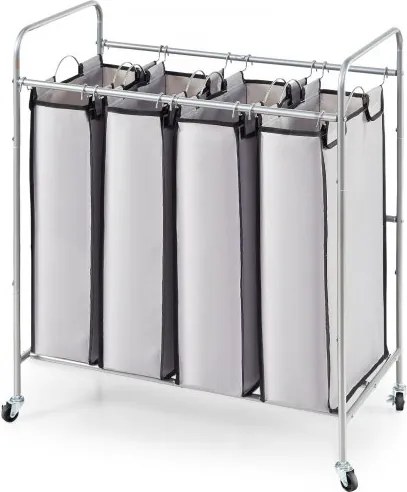 VEVOR 4-delige waswagen commerciële wassorteerder, 20 kg dragende wasverzamelaar waswagen, wasscheider verrijdbaar, mobiel wassorteersysteem wascontainer waskast