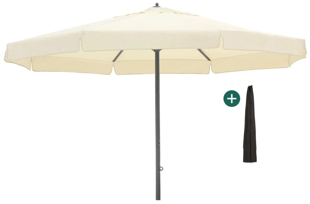 + 10% kassakorting | Parasol Shadowline Java | Inclusief hoes | Rond | 500cm | Met draaihendel | Wit | Kees Smit Tuinmeubelen