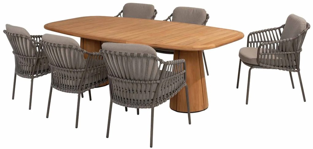 Taste by 4 Seasons Capri teak tuintafel met barrelvormig blad 240 x 110 cm SALE Tuintafel houtkleur weerbestendig