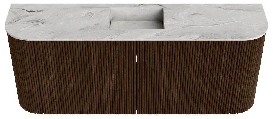 Mondiaz Joya DLux 105cm toiletmeubel ronding links/rechts walnut met wastafel faye midden zonder kraangat glace