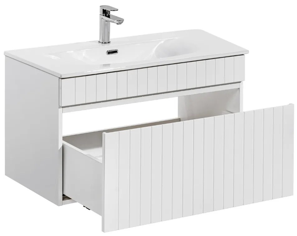 Comad Iconic White badkamermeubel 80cm met witte wastafel 1 kraangat