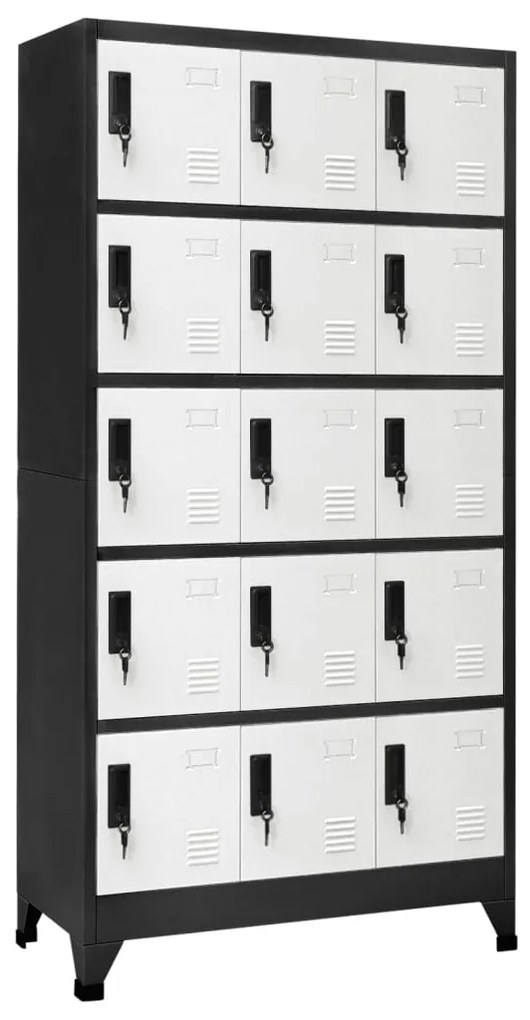 vidaXL Lockerkast 90x40x180 cm staal antracietkleurig en wit