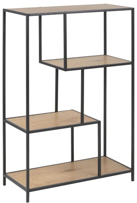 Open Boekenkast Metaal Met Eiken - 77x35x114cm.