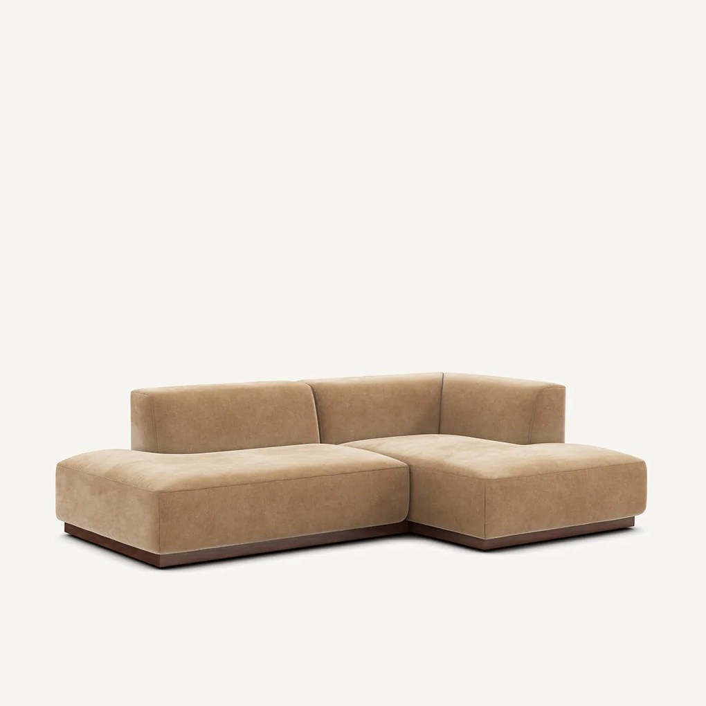 Rechter hoekbank in stonewashed fluweel, JACOPO