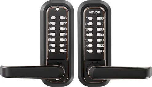 VEVOR Mechanisch Codeslot met Dubbelzijdig Toetsenbord (4- tot 7-cijferige code), Sleutelloos Deurslot met Handgreep &amp; Automatische Vergrendeling, voor Voordeuren en Garages, Oliebronskleurige Afwerking