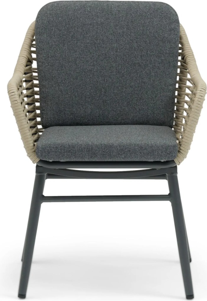 Tuinset Ronde Tuintafel 6 personen 160 cm Rope Grijs Coco Antoni/Rockville