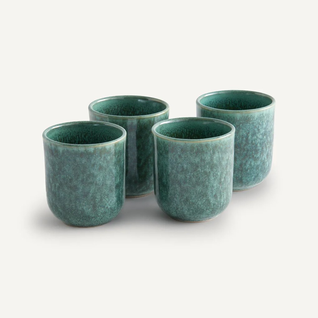 Set van 4 kopjes in geëmailleerd aardewerk, Dorna