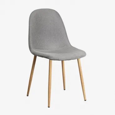 Pak 2 Glamm-eetkamerstoelen In Natuurlijk Hout & Linnen Grijs – Beton & Lino - Sklum