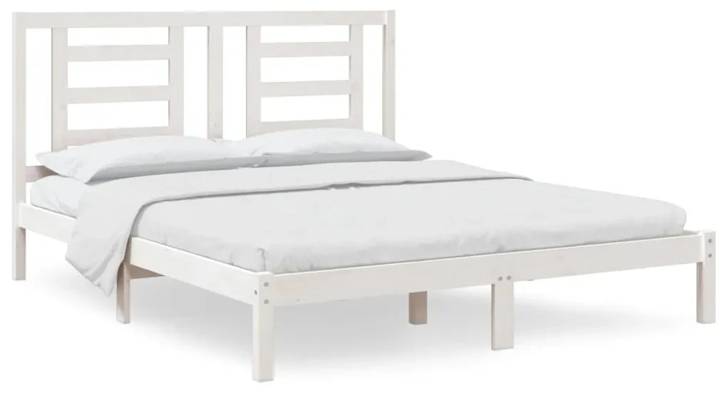 vidaXL Bedframe massief grenenhout wit 160x200 cm
