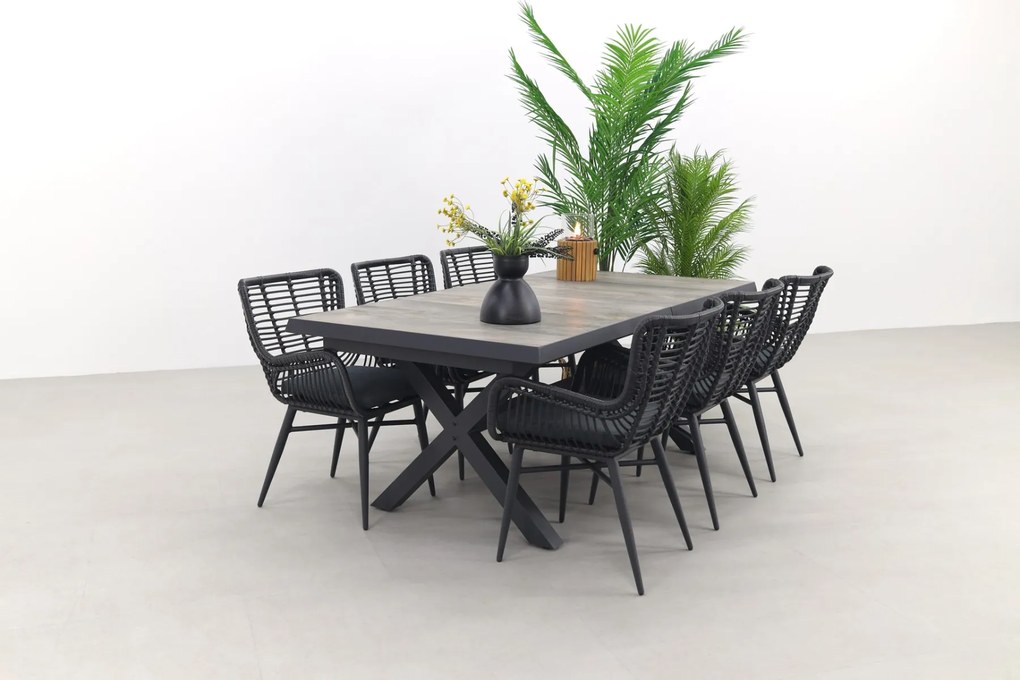 Jasmine Black/Ottowa 6-persoons dining tuinset 205-265x100 cm. - Houtlook