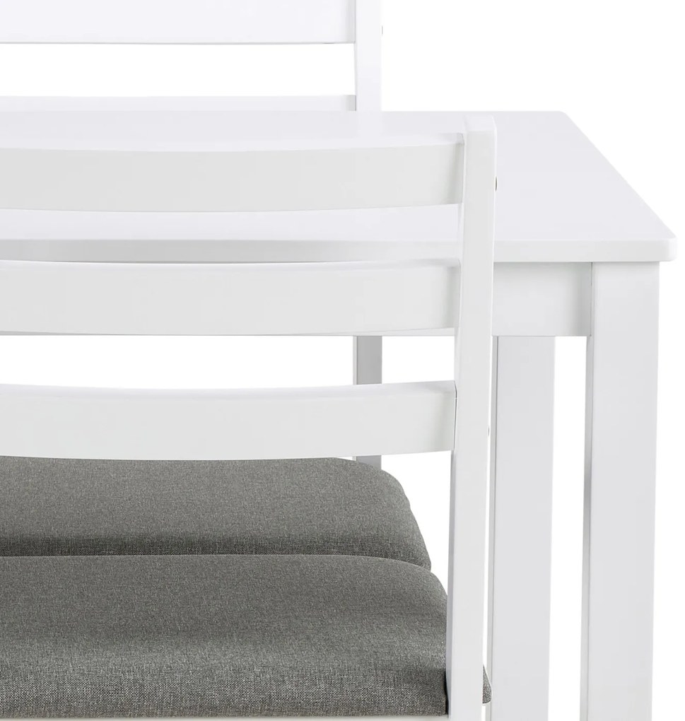 TORINO eetset + 4 stoelen Wit/Lichtgrijs (Sawana 21 stof) - HOUTEN SET VOOR KEUKEN/EETKAMER