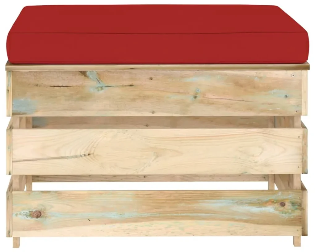 vidaXL Hocker sectioneel met kussen groen geïmpregneerd hout