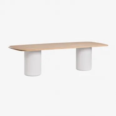 Rectangulaire Eettafel 270x110 Cm Van Acaciahout Leighton Wit & Lichte Acaciekleur - Sklum