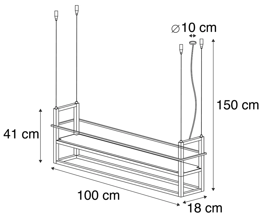 Eettafel / Eetkamer Smart hanglamp met dimmer roestbruin met rek incl. 4 Wifi A60 - Cage Rack Industriele / Industrie / Industrial E27 Binnenverlichting Lamp
