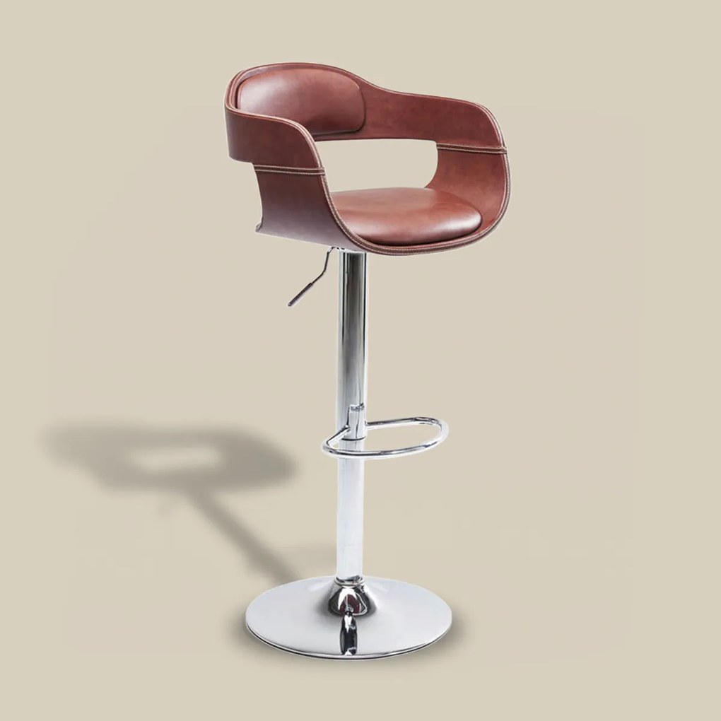 Retro Barkruk Bruin Leer