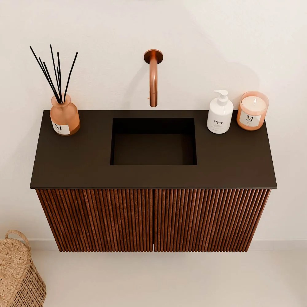 Mondiaz Joya 60cm toiletmeubel ruby met wastafel faye midden zonder kraangat urban