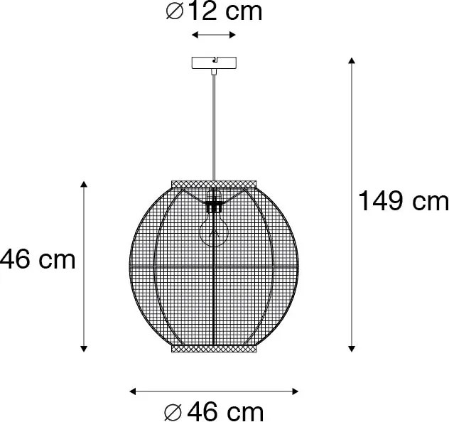 Oosterse hanglamp bruin stof 46 cm - Rob