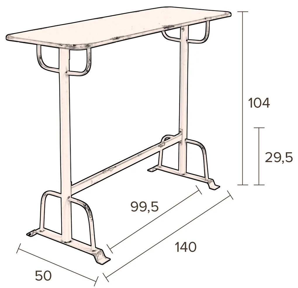 Dutchbone Declan Grijze Ijzeren Bartafel - 140 X 50cm.