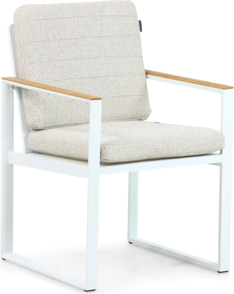 Tuinset 4 personen 180 cm Aluminium/teak Wit Lifestyle Garden Furniture Faro/Falcon