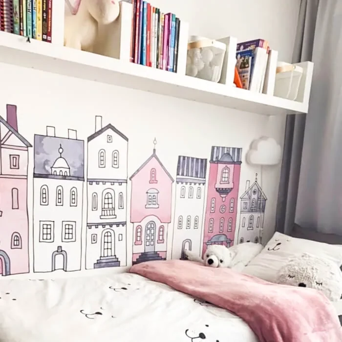 INSPIO Muurstickers - Roze huizen
