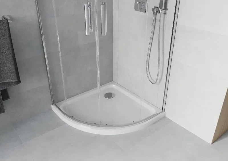 Mexen Rio halfronde douchecabine 90 x 90 cm, transparant, chroom + Flat douchebak, wit - 863-090-090-01-00-4110