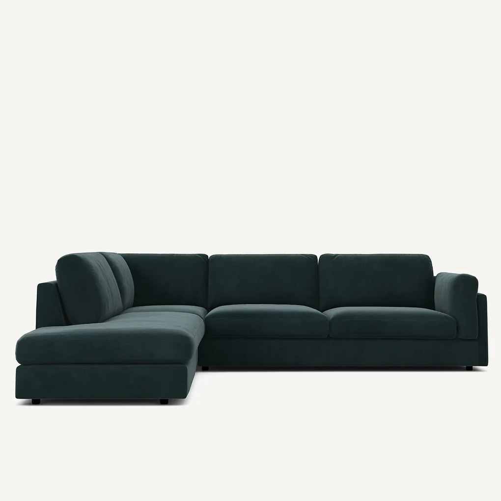 Omvormbare bank met hoek en longchair, fluweel, CÉSAR