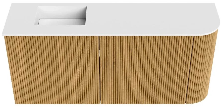 Mondiaz Joya 90cm toiletmeubel ronding rechts oak met wastafel faye links zonder kraangat talc