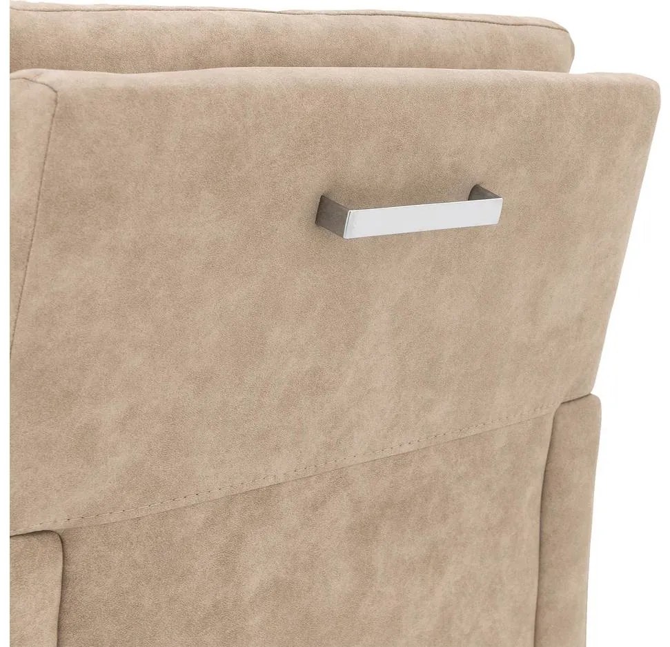 Goossens Eetkamerstoel Leen beige microvezel met armleuning en met wielen, stijlvol landelijk