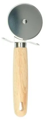 Pizzasnijder met handvat, rubberhouten, rvs