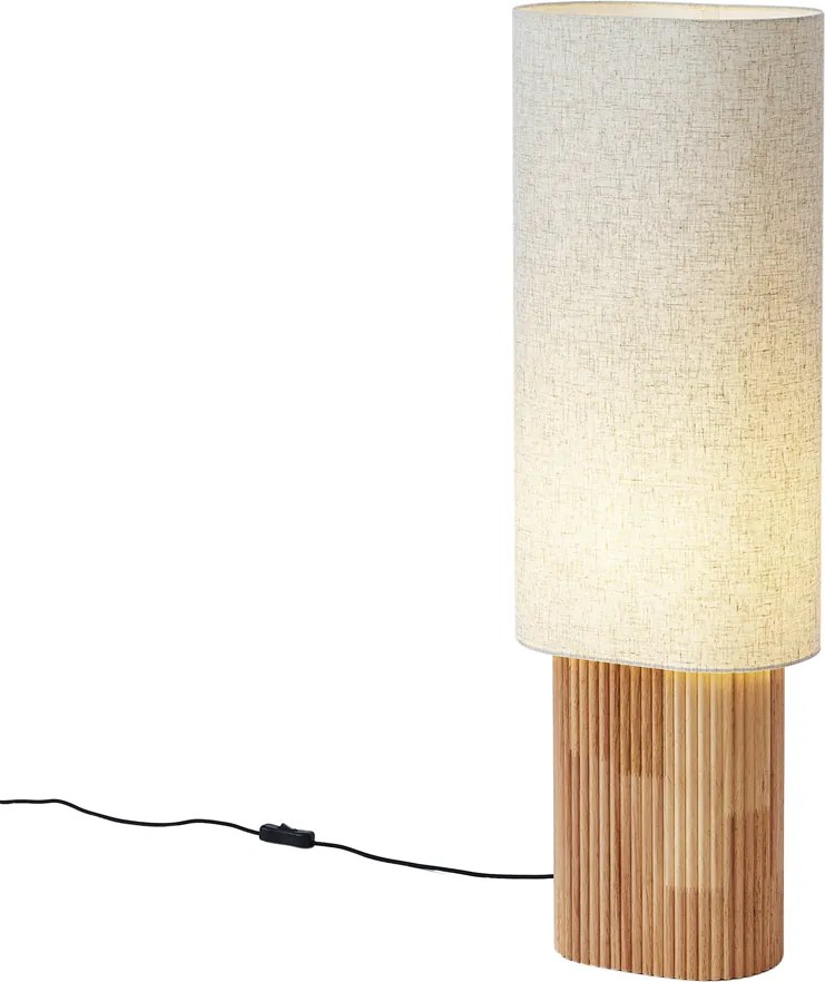 Japandi vloerlamp hout met linnen kap 90cm - Lamel