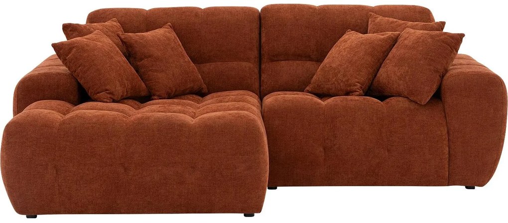 Goossens Excellent Bank Kubus - 30 X 30 Cm Stiksel rood, stof, 1,5-zits, modern design met chaise longue rechts