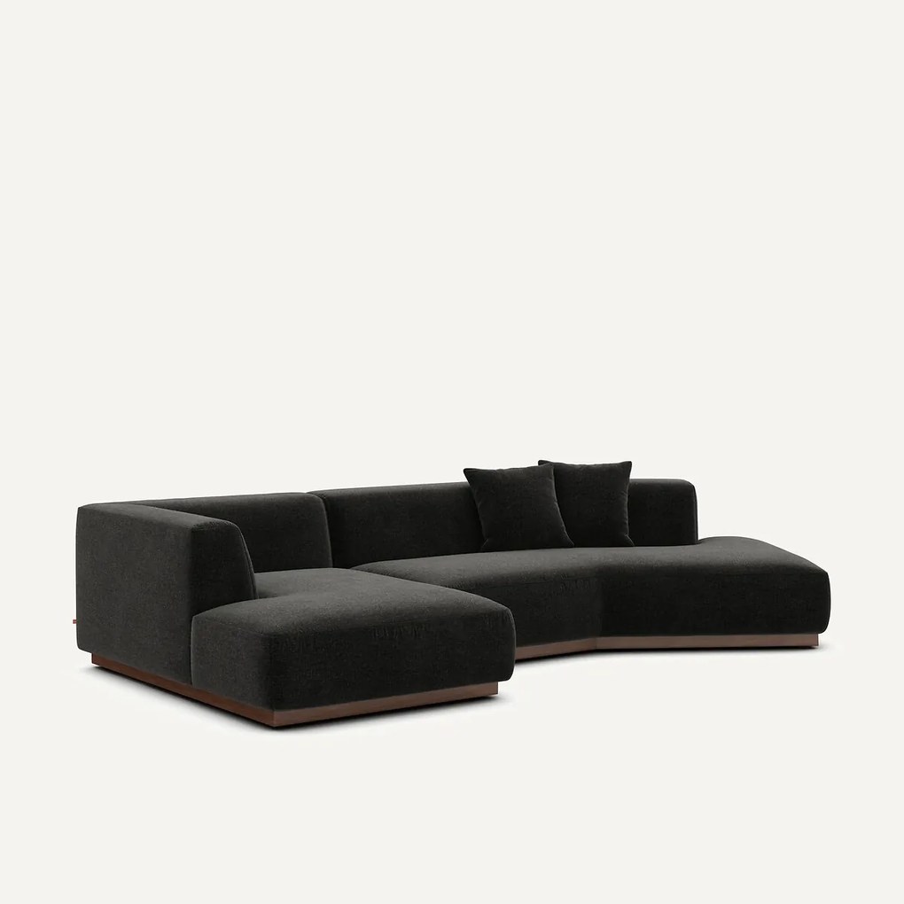 Hoekbank links in chenille fluweel, JACOPO