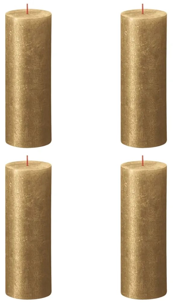 Bolsius Stompkaarsen Shimmer 4 st rustiek 190x68 mm goudkleurig