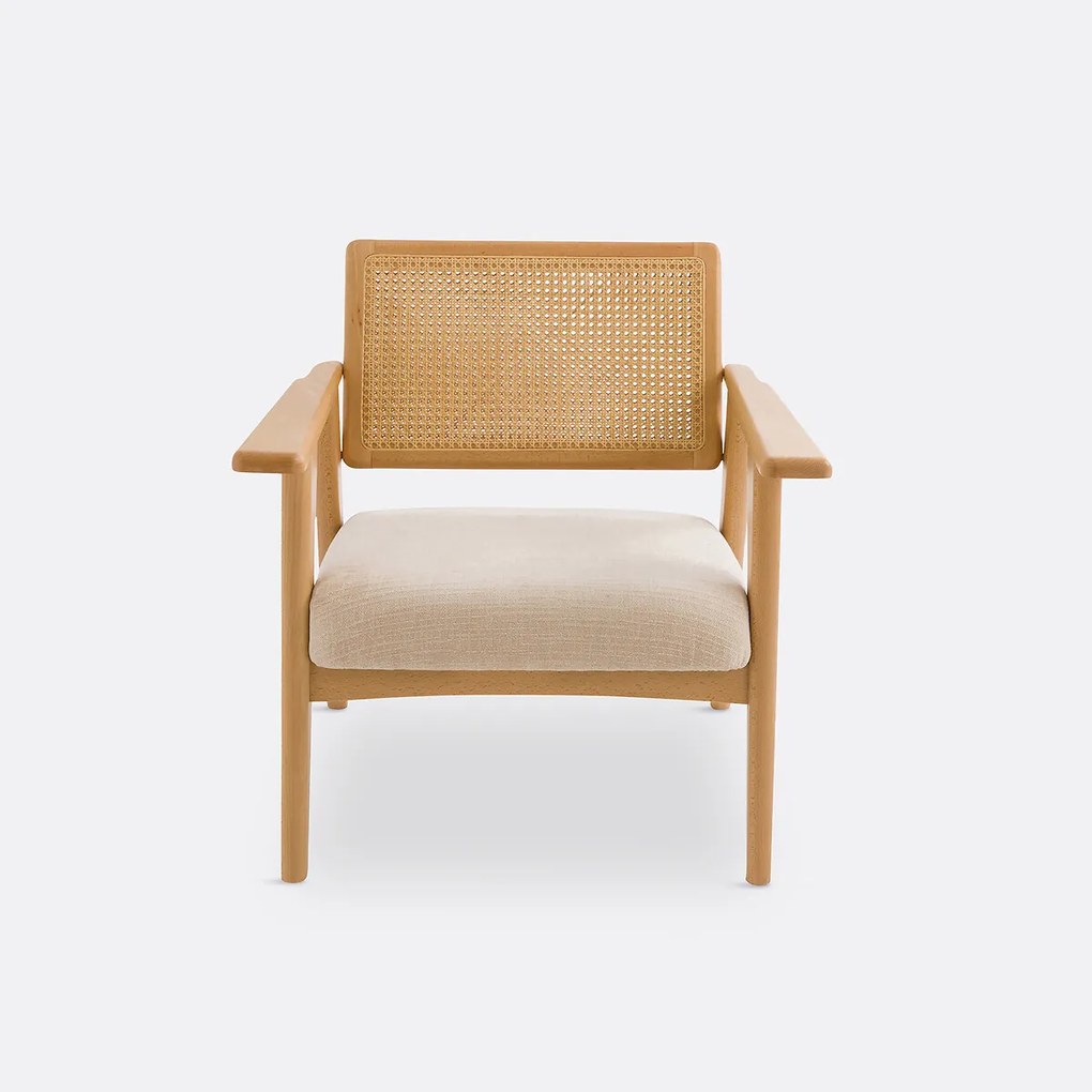 Fauteuil in beukenhout en vlechtwerk, Lons