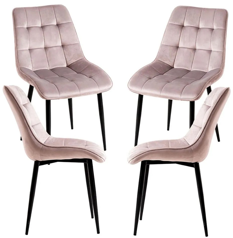 Set van 4 fluwelen Cade Stoelen
