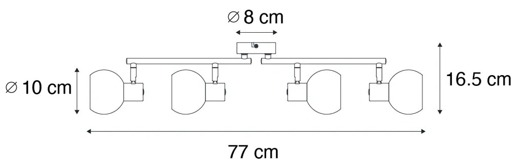 Plafondspot goud met opaal glas 4-lichts verstelbaar - Anouk
