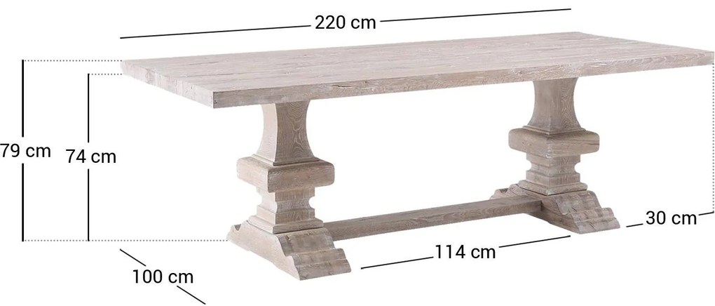 Goossens Eettafel Norta, 220 x 100 cm