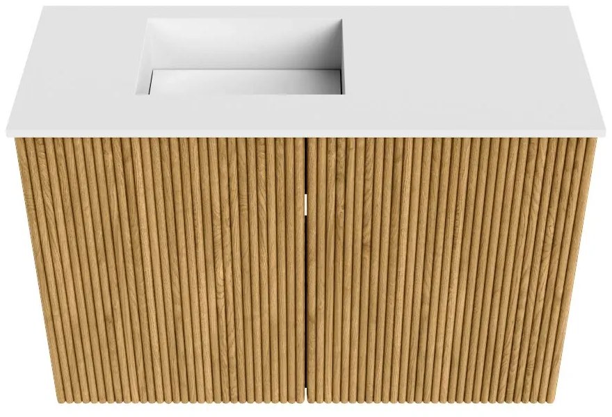 Mondiaz Joya 60cm toiletmeubel oak met wastafel faye links 1 kraangat talc