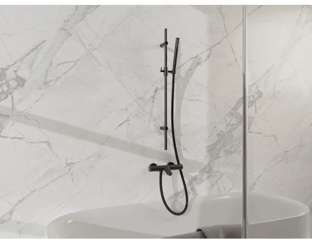 Fortifura Calvi Badkraan - met glijstangset - staafhanddouche - metalen doucheslang - mat zwart SW767488/SW496811/SW706203/SW720224