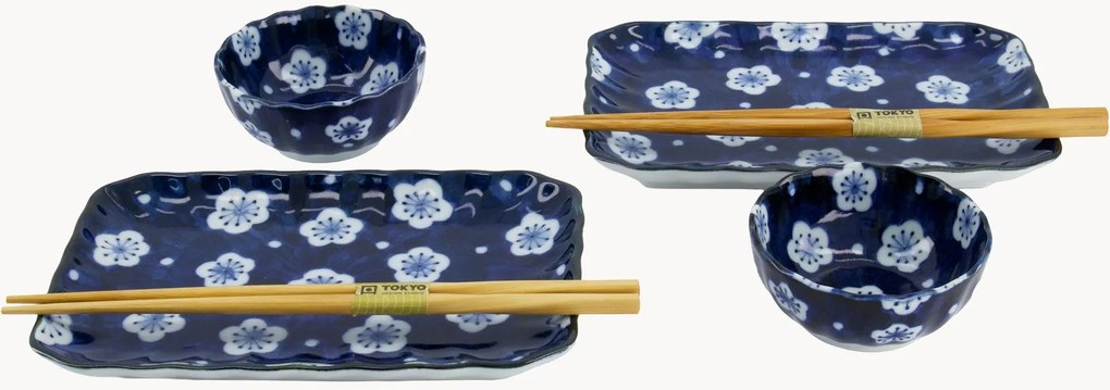 Porseleinen sushi serviesset Ume voor 2 personen, 6-delig