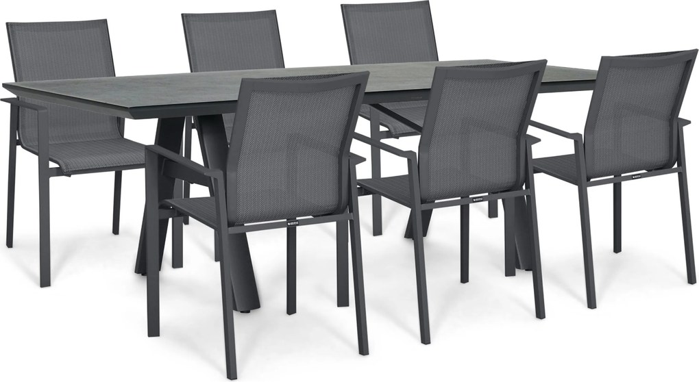 Tuinset 6 personen 230 cm Aluminium Grijs Lifestyle Garden Furniture Timo/Monza