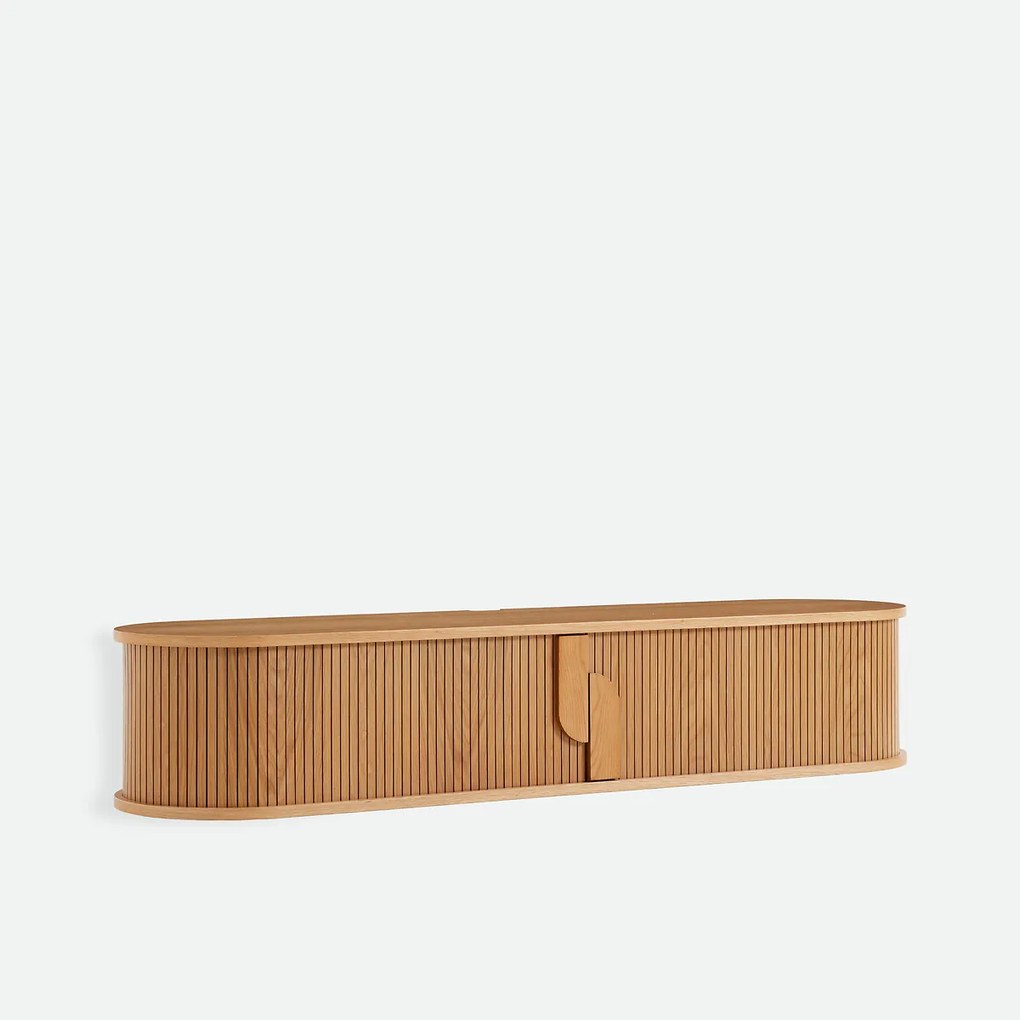 TV-meubel om te hangen, van eikenfineer, 2 schuifdeuren, B 160 cm, MARCELINO