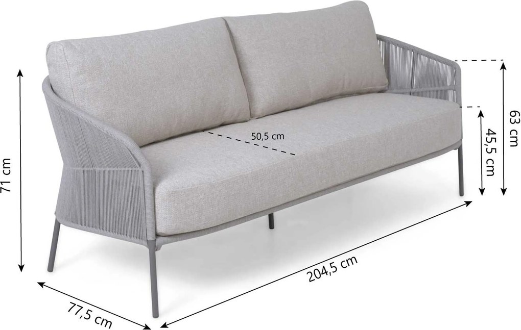 Stoel en Bank Loungeset 5 personen Rope Grijs  4 Seasons Outdoor Florence/Miyoura