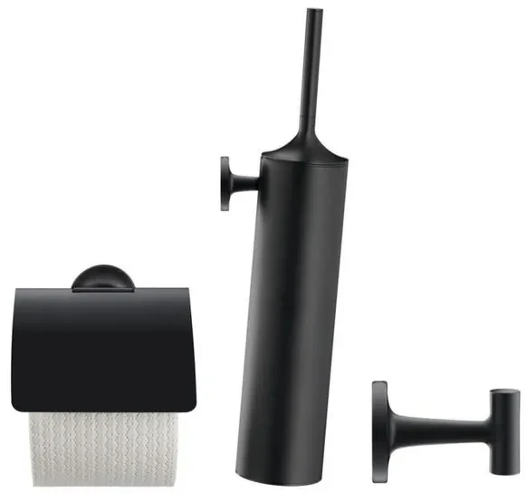 Duravit Starck T Toiletset - toiletrolhouder - borstelgarnituur - handoekhaak - zwart sw297067/sw297081/sw297091/